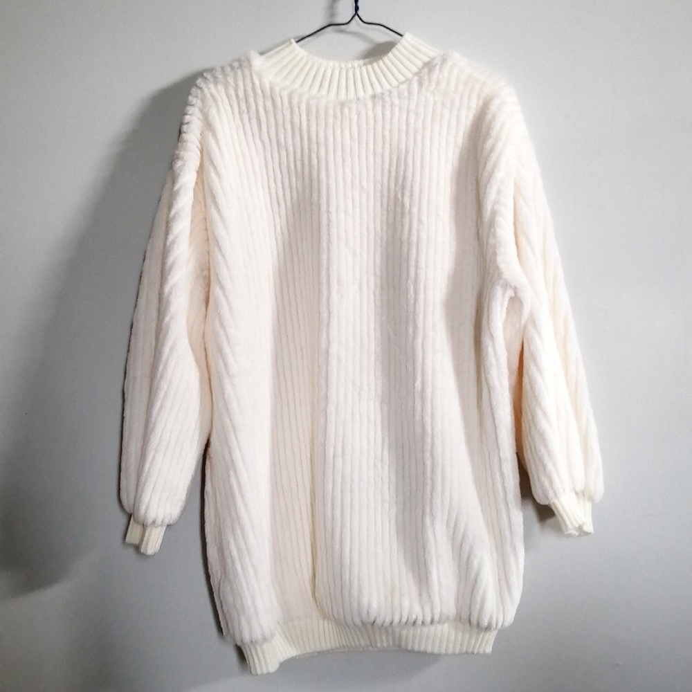 Faux fur tunic sweater